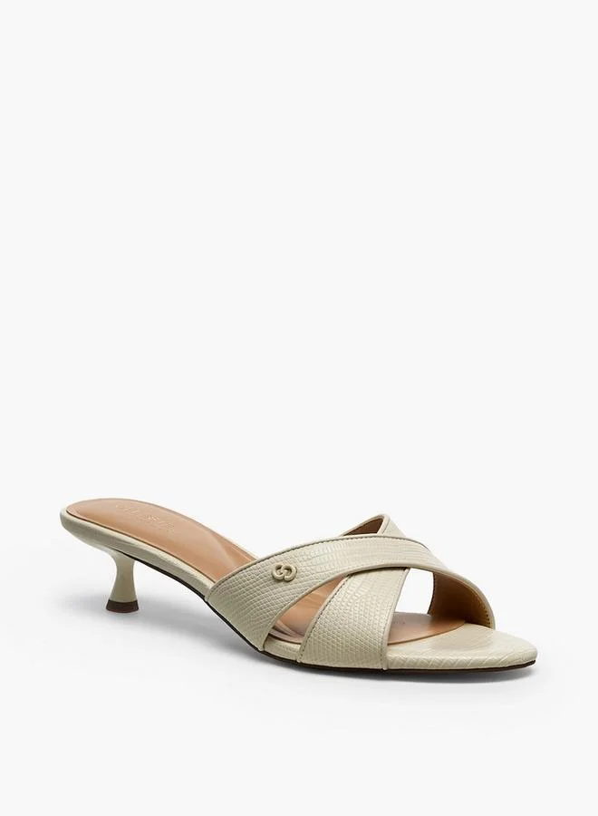 Celeste Women Cross Strap Slip-On Sandals With Kitten Heels