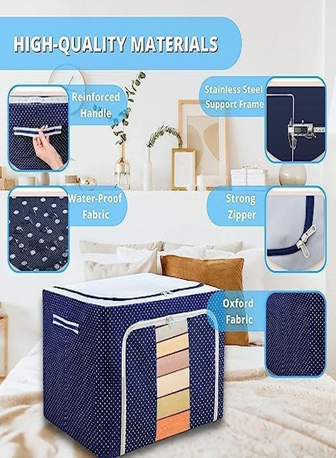 Glenoxzone 66 Liter Oxford Fabric Steel Frame Clothes Wardrobe Organizer Set with Transparent Zip Closure | Durable Clothes Storage Bag for Lehenga, Suit, Dress & Saree Packing - Image 3