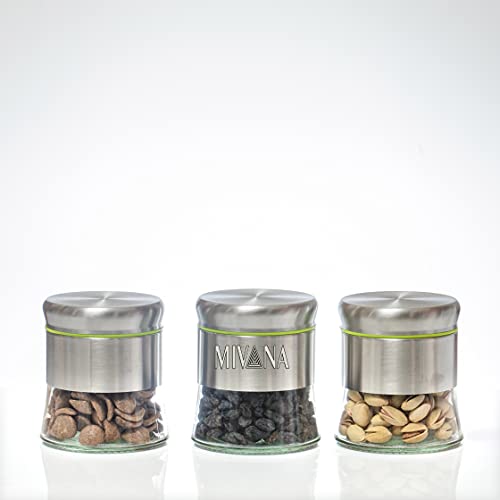 Mivana 350Ml Stainless Steel Canister Glass Jar With Lid,Premium Pantry Organizers Containers And Perfect Kitchen Storage For Canning Cereal,Coffee,Sugar,Tea,Pasta And Beans Containers Set Of 2,Silver - Image 5