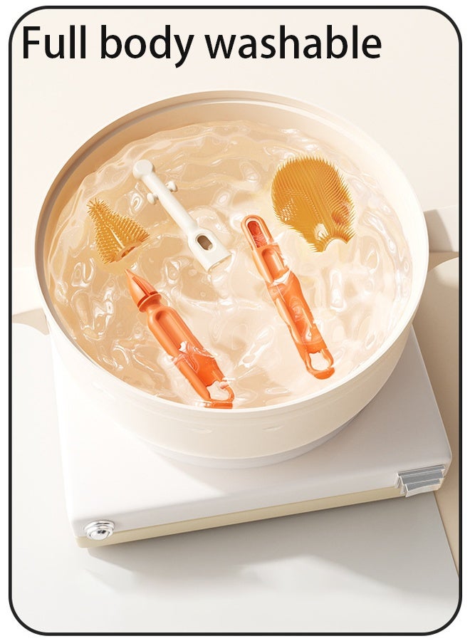 Berma Baby Baby Bottle Brush 6-piece Set, Portable Baby Bottle Brush Cleaning Set, Baby Bottle Cleaning Brush, Silicone Bottle Cleaning Brush, Baby Nipple Cup Nipple Straw Cleaning Brush (Yellow) - Image 5