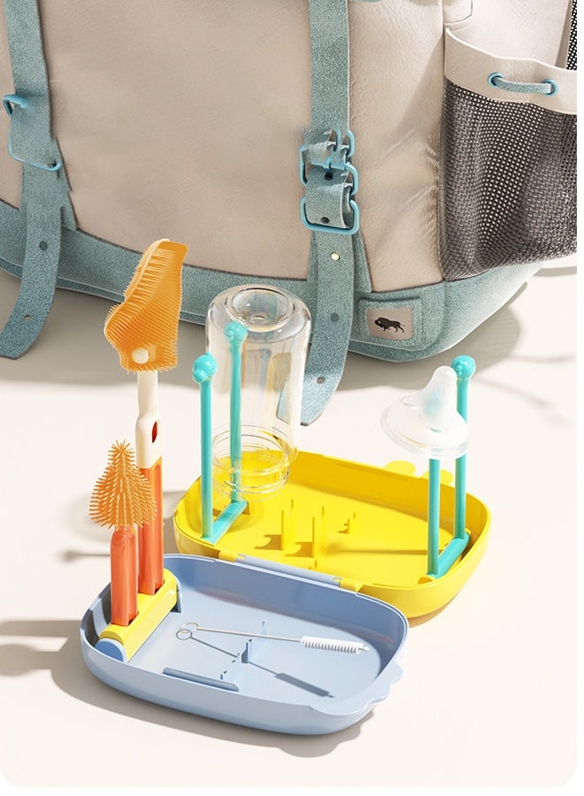 Berma Baby Baby Bottle Brush 6-piece Set, Portable Baby Bottle Brush Cleaning Set, Baby Bottle Cleaning Brush, Silicone Bottle Cleaning Brush, Baby Nipple Cup Nipple Straw Cleaning Brush (Yellow) - Image 3