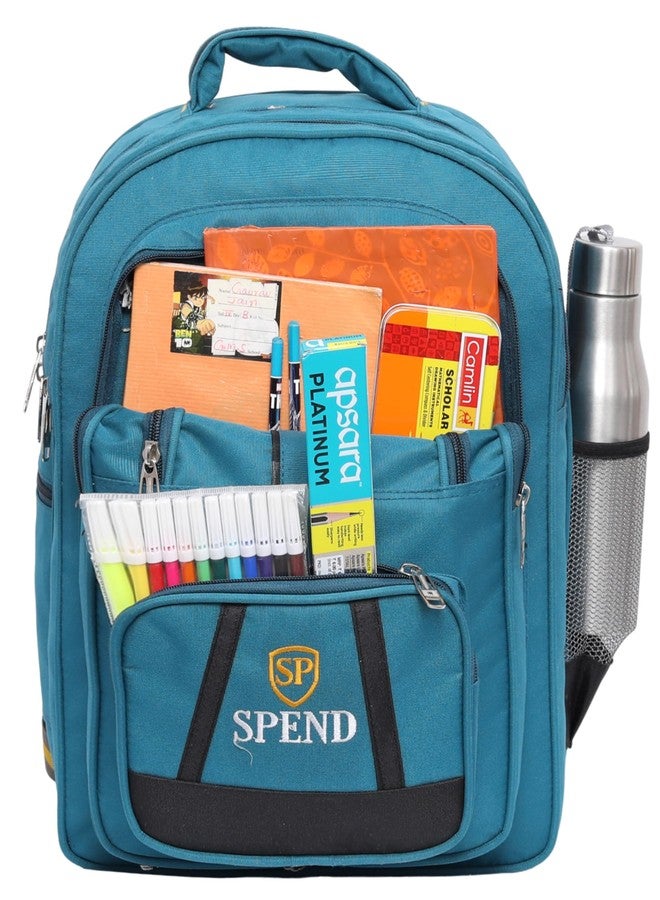 حقيبة ظهر كبيرة متعددة الجيوب سعة 40 لتر من سبيند | حقيبة سفر ومدرسة شديدة التحمل | حقيبة ظهر مقاومة للماء للكمبيوتر المحمول مع جيوب متعددة (أزرق فاتح) - Image 5