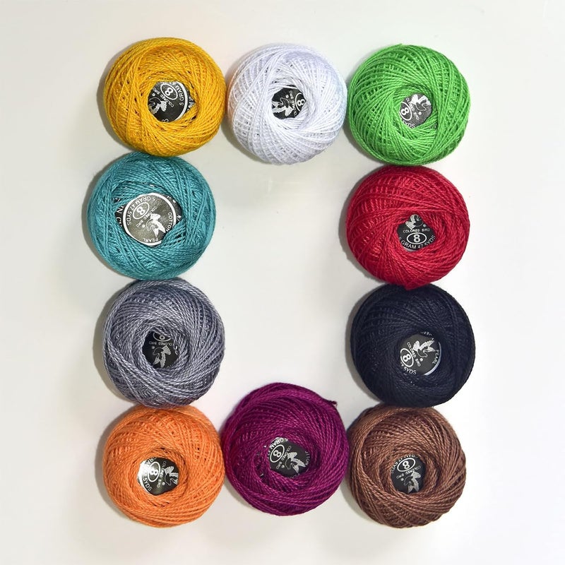 colored bird Crochet Thread 10 Balls Cardinal Size 8 for Crochet Hardanger Cross Stitch Needlepoint Hand Embroidery (Dark Mixed Color Series) - Image 5