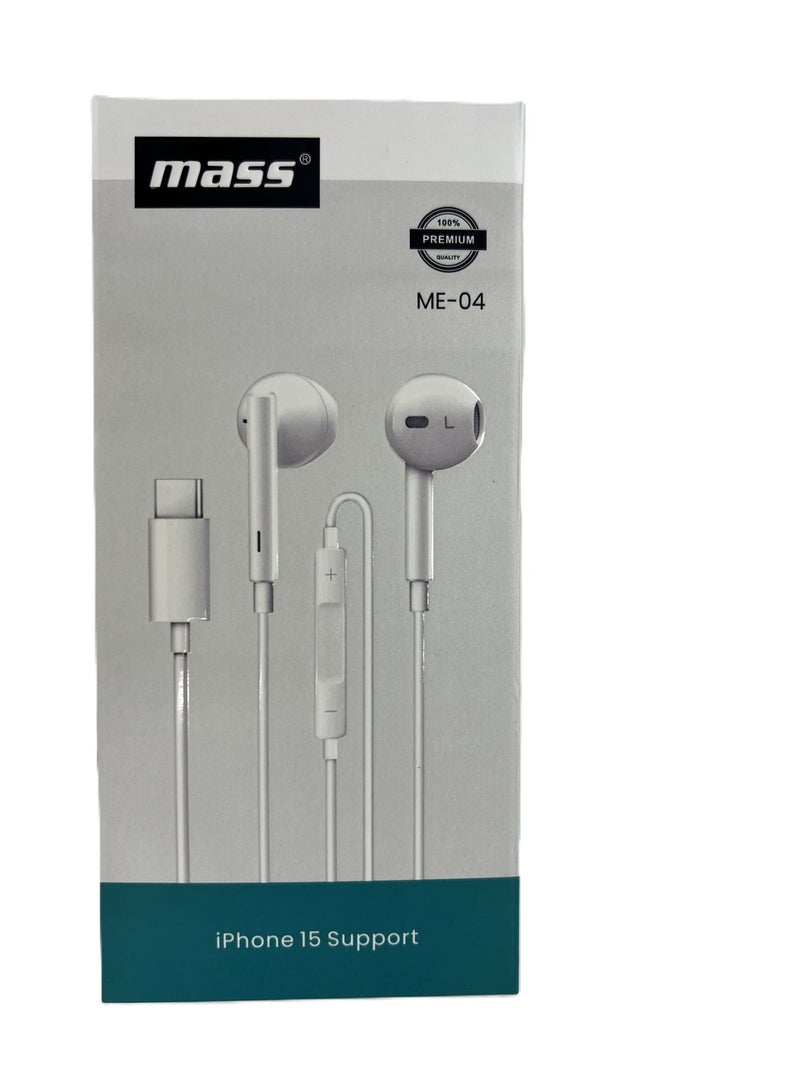 ماس سماعات أذن سلكية من النوع C من Mass، متوافقة مع iPhone 15 Pro Max وiPhone 16 Pro Max وسلسلة Samsung Galaxy S25 وسلسلة S24 وHuawei وHonor وغيرها من الأجهزة المزودة بمنفذ صوت USB C. - Image 2