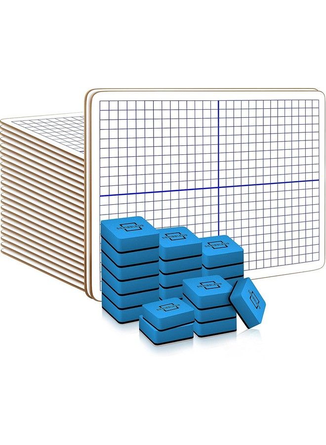 24 Pack Dry Erase Xy Axis Graph Lap Boards 9” X 12” For Student And Classroom Use Math White Board Double Sided White Boards With 24 Erasers Included