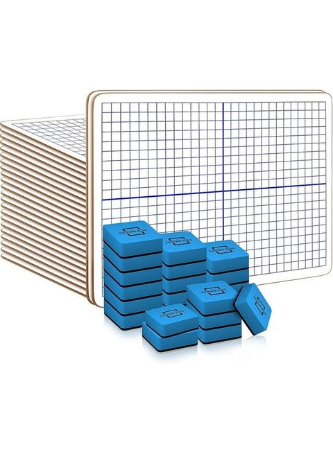 24 Pack Dry Erase Xy Axis Graph Lap Boards 9” X 12” For Student And Classroom Use Math White Board Double Sided White Boards With 24 Erasers Included