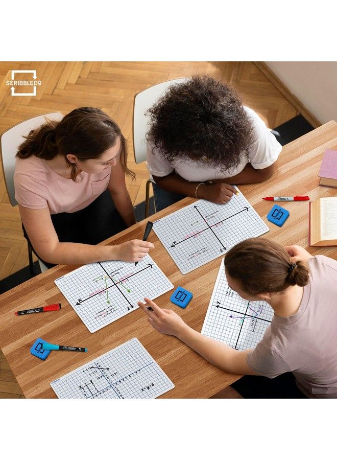 24 Pack Dry Erase Xy Axis Graph Lap Boards 9” X 12” For Student And Classroom Use Math White Board Double Sided White Boards With 24 Erasers Included