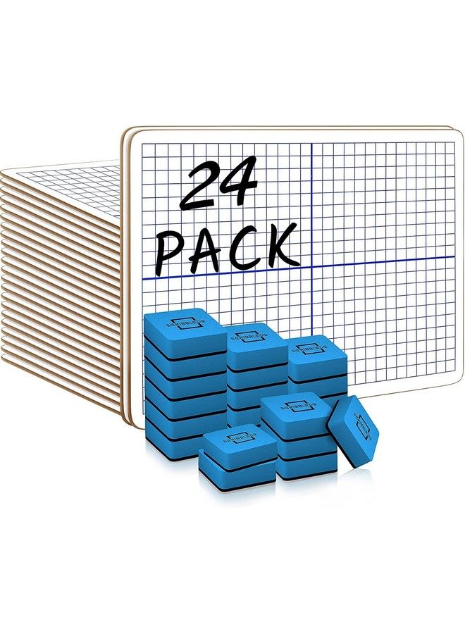 24 Pack Dry Erase Xy Axis Graph Lap Boards 9” X 12” For Student And Classroom Use Math White Board Double Sided White Boards With 24 Erasers Included