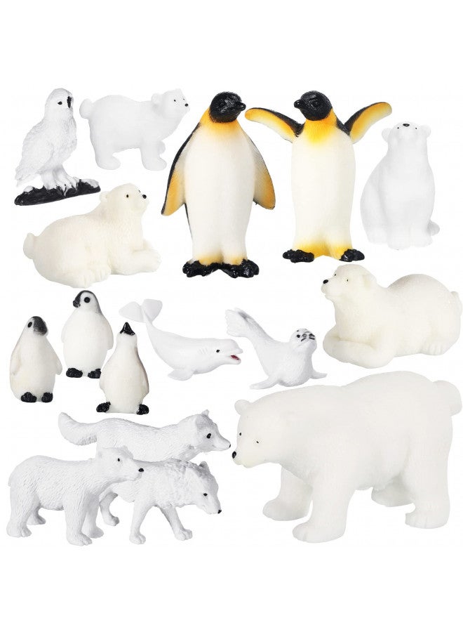 Kasyat 16 Pcs Polar Animals Figurines Antarctic Animals Set Plastic Arctic Animals Toys with White Bear Penguin Figurines White Whale Seal Wolf Cat Figures for over 6 Aged Kid Adult Party Favor (Vivid Style)  - Image 1