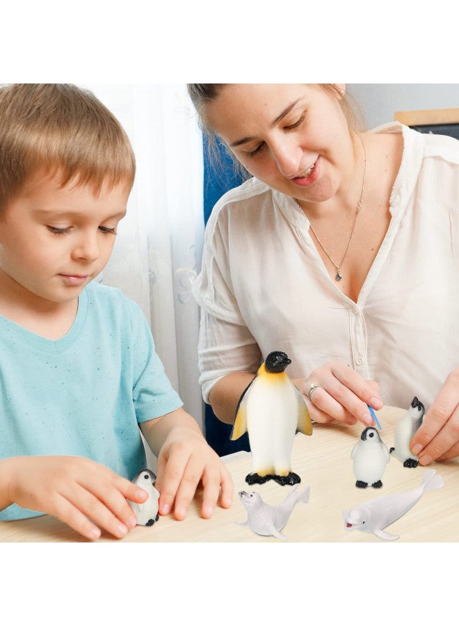 Kasyat 16 Pcs Polar Animals Figurines Antarctic Animals Set Plastic Arctic Animals Toys with White Bear Penguin Figurines White Whale Seal Wolf Cat Figures for over 6 Aged Kid Adult Party Favor (Vivid Style)  - Image 4