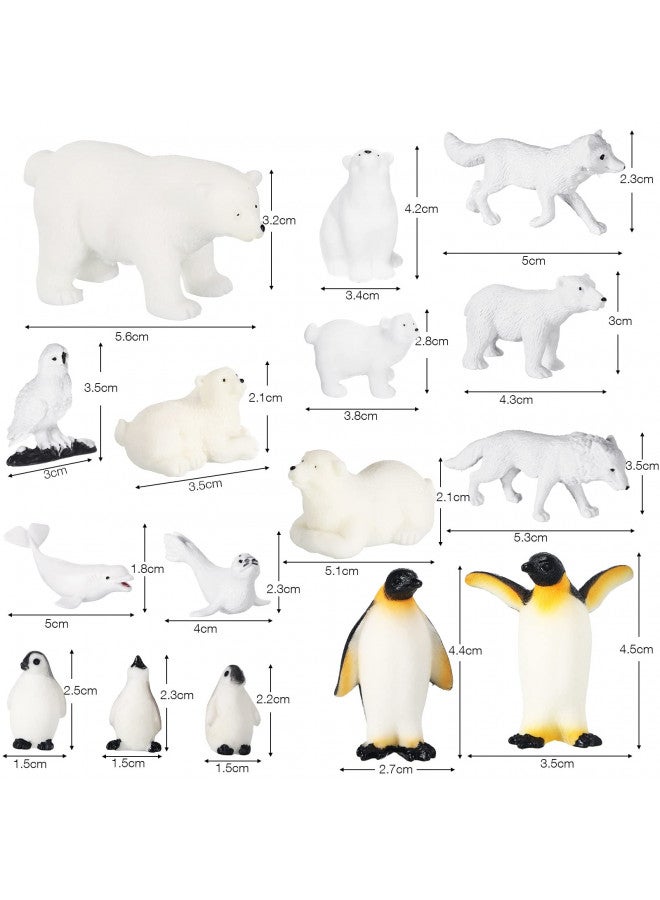 Kasyat 16 Pcs Polar Animals Figurines Antarctic Animals Set Plastic Arctic Animals Toys with White Bear Penguin Figurines White Whale Seal Wolf Cat Figures for over 6 Aged Kid Adult Party Favor (Vivid Style)  - Image 2