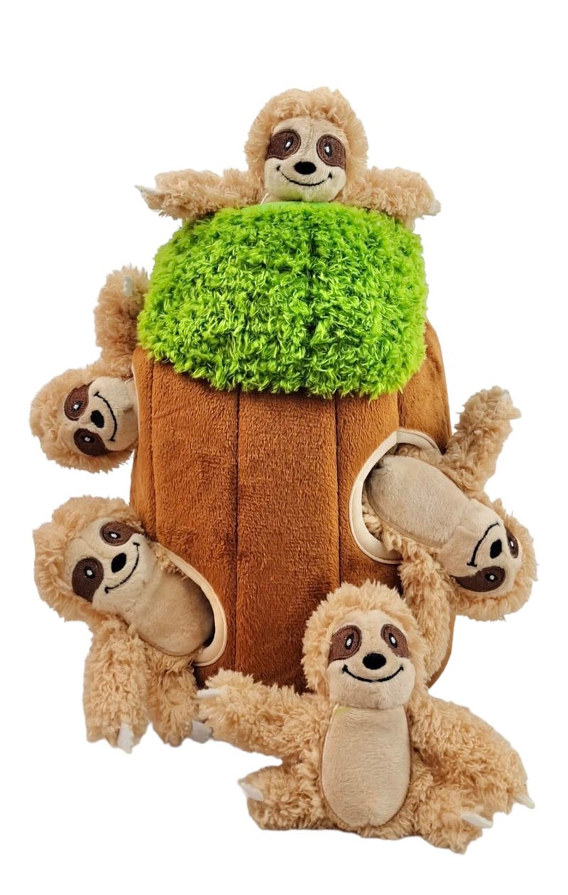 Glow Pups Hide and Seek Dog Toy Plush Sloth in Tree Squeaky Interactive Fun Promotes Mental Stimulation Keep Your Dog Entertained Easy to Clean Soft Plush Large BrownGreen - Image 2