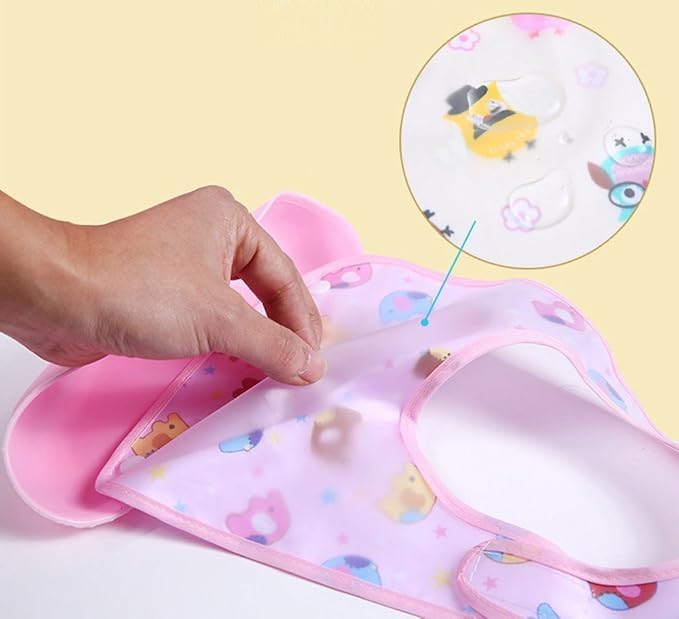 BabyGo Silicone Baby Pocket Bib | Waterproof Spill-Resistant Feeding Bib for Infants & Toddlers | Adjustable, Soft & Gentle on Skin | Washable, Reusable Meal Time Bib | Set of 3 (Multicolor) - Image 5