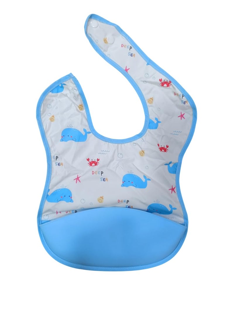 BabyGo Silicone Baby Pocket Bib | Waterproof Spill-Resistant Feeding Bib for Infants & Toddlers | Adjustable, Soft & Gentle on Skin | Washable, Reusable Meal Time Bib | Set of 3 (Multicolor) - Image 4