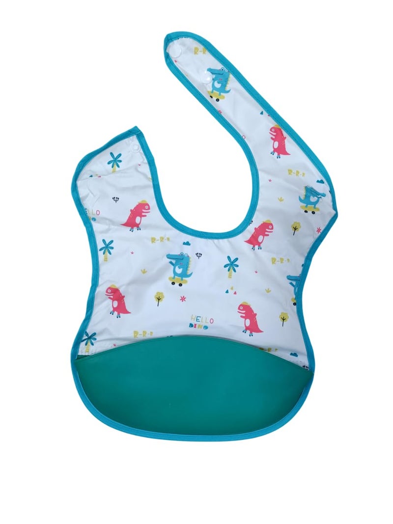 BabyGo Silicone Baby Pocket Bib | Waterproof Spill-Resistant Feeding Bib for Infants & Toddlers | Adjustable, Soft & Gentle on Skin | Washable, Reusable Meal Time Bib | Set of 3 (Multicolor) - Image 2