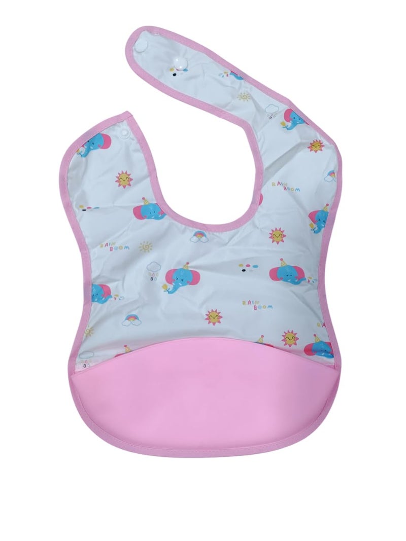 BabyGo Silicone Baby Pocket Bib | Waterproof Spill-Resistant Feeding Bib for Infants & Toddlers | Adjustable, Soft & Gentle on Skin | Washable, Reusable Meal Time Bib | Set of 3 (Multicolor) - Image 3