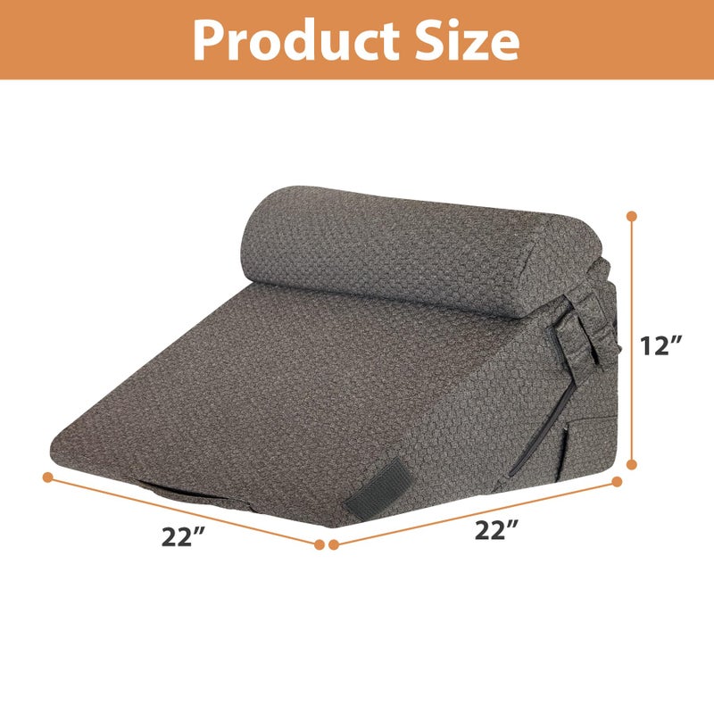 BIEEZZK Orthopedic Bed Wedge Pillow Set 3Pcs, Adjustable Memory Foam, Pillow Wedge for Post Surgery, Back Pain Relief, Triangle Pillows for Acid Reflux, Snoring, GERD, Dark Grey - Image 3
