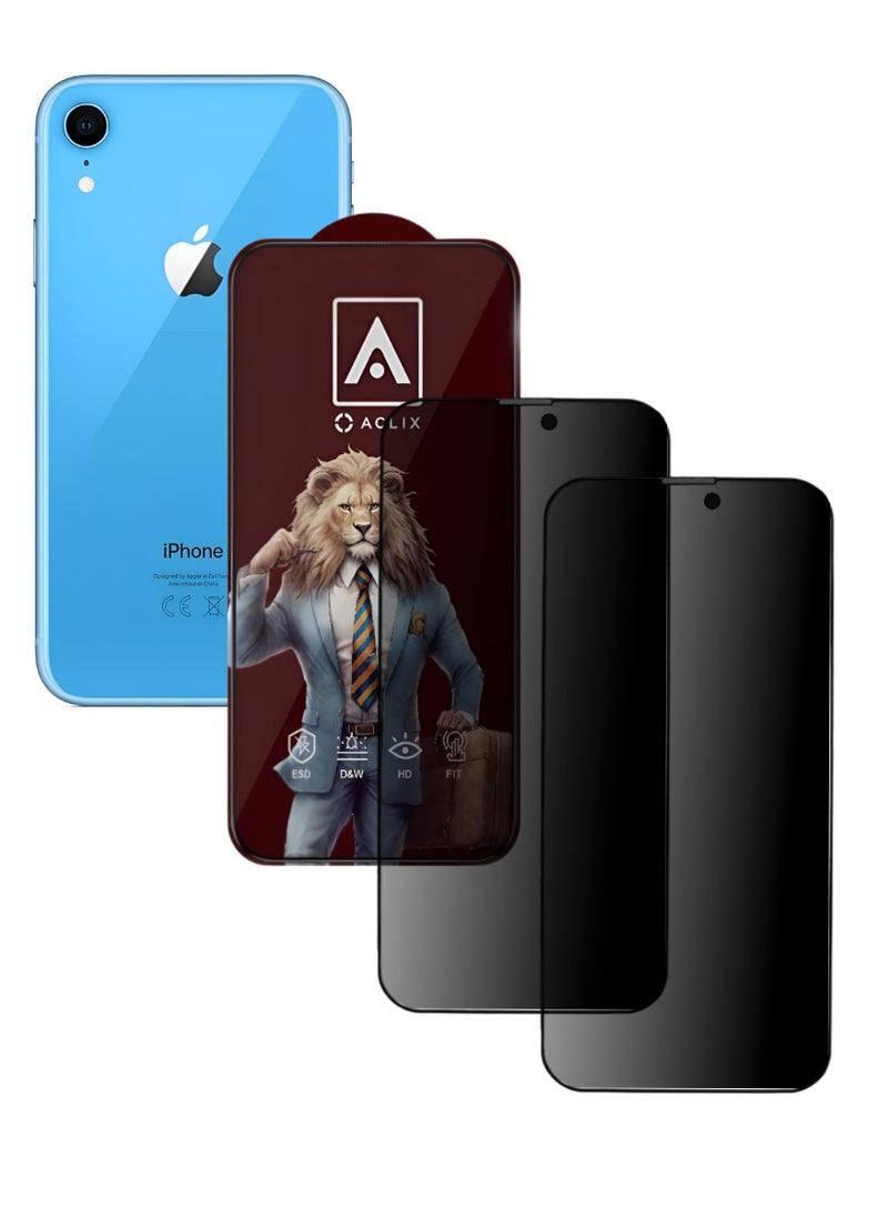 ACLIX 2 Pieces Antistatic ESD Dustproof Premium Quality High Definition Anti-Spy Privacy Tempered Glass Screen Protector Designed For  iPhone XR - Image 1