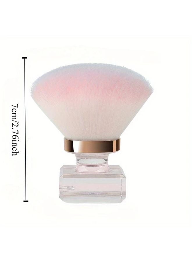 Model C Round Head Loose Powder Brush Fluffy Pink White Bristles Transparent Handle - Image 5