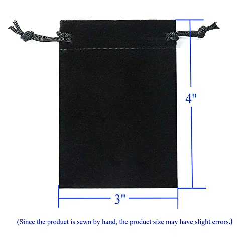 HOSL 100 Pack 3x4 Velvet Bags with Drawstrings Black Jewelry Pouch Velvet Gift Bags Small for Necklace Earrings Bracelet Goodies Candy Wedding Festival Party Favor - Image 4