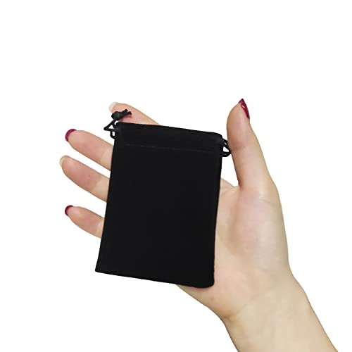 HOSL 100 Pack 3x4 Velvet Bags with Drawstrings Black Jewelry Pouch Velvet Gift Bags Small for Necklace Earrings Bracelet Goodies Candy Wedding Festival Party Favor - Image 3