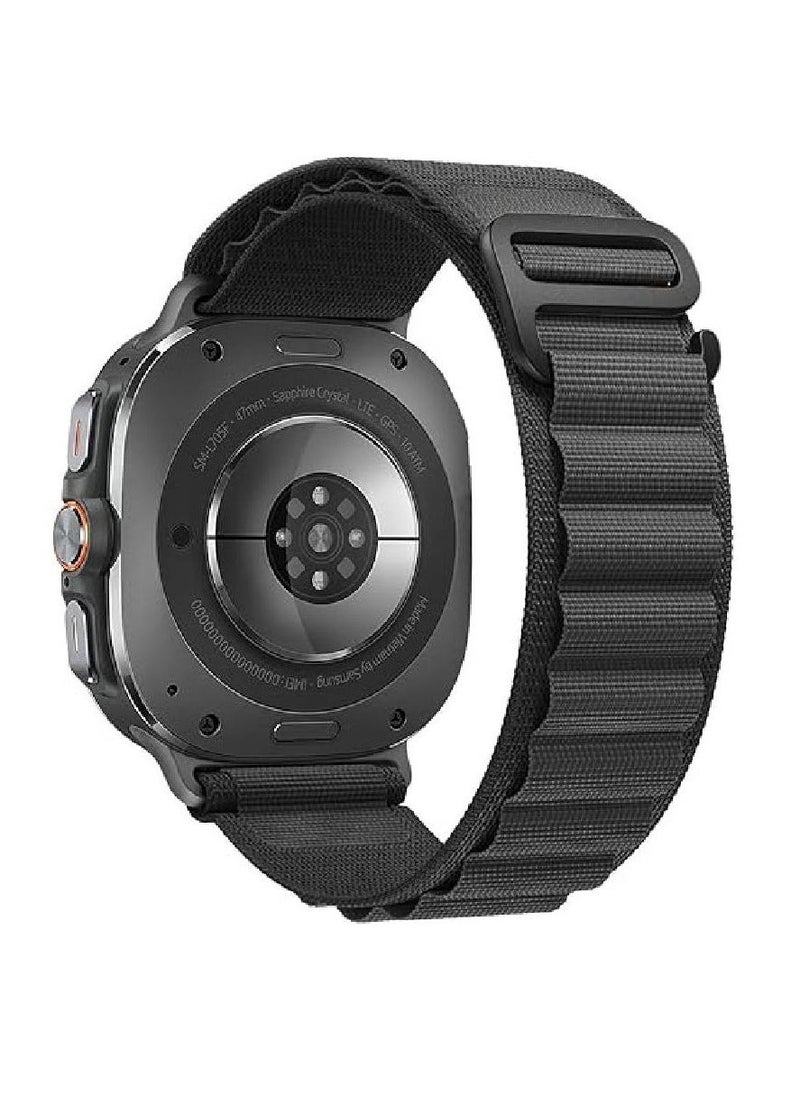 Trail Band for Samsung Galaxy Watch Ultra Bands 47mm Men/Women, Rugged Fabric Nylon Alpine Sport Loop Strap for Samsung Galaxy Watch 7 Ultra Band 47 mm 2024 Breathable Replacement Wristband (Black) - Image 1