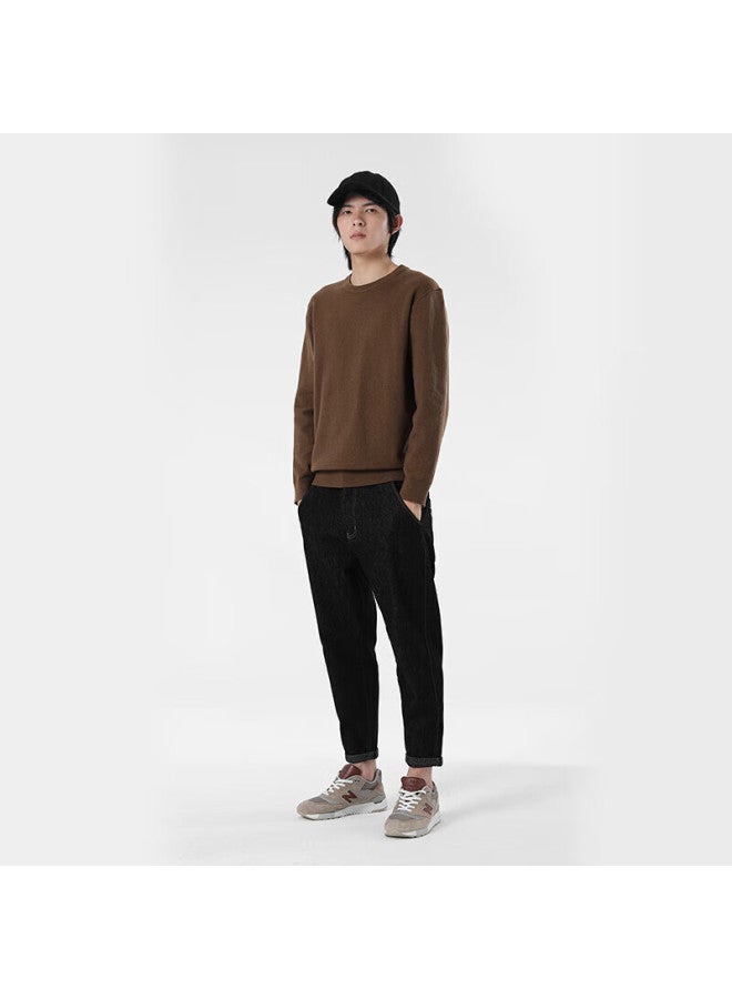 Markless Men's Autumn Winter Lyocell Smooth Knit Sweater Casual Crew Neck Pullover Base Shirt 3760 Lilac Brown Xxl - Image 2