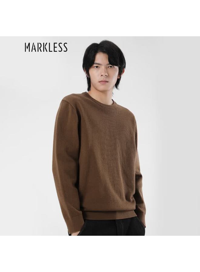 Markless Men's Autumn Winter Lyocell Smooth Knit Sweater Casual Crew Neck Pullover Base Shirt 3760 Lilac Brown Xxl - Image 1