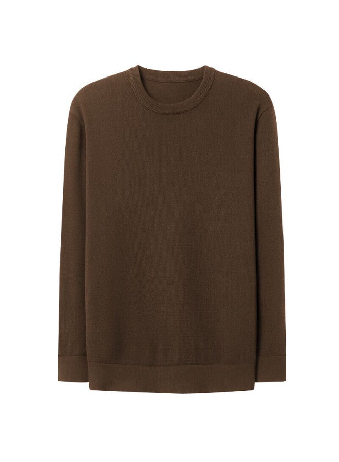 Markless Men's Autumn Winter Lyocell Smooth Knit Sweater Casual Crew Neck Pullover Base Shirt 3760 Lilac Brown Xxl - Image 4
