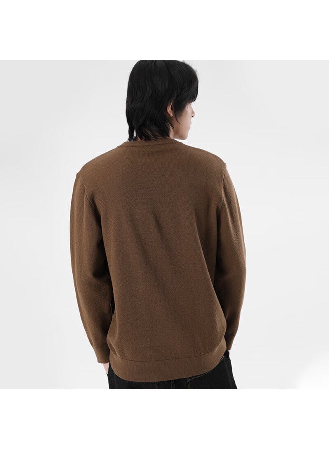 Markless Men's Autumn Winter Lyocell Smooth Knit Sweater Casual Crew Neck Pullover Base Shirt 3760 Lilac Brown Xxl - Image 3