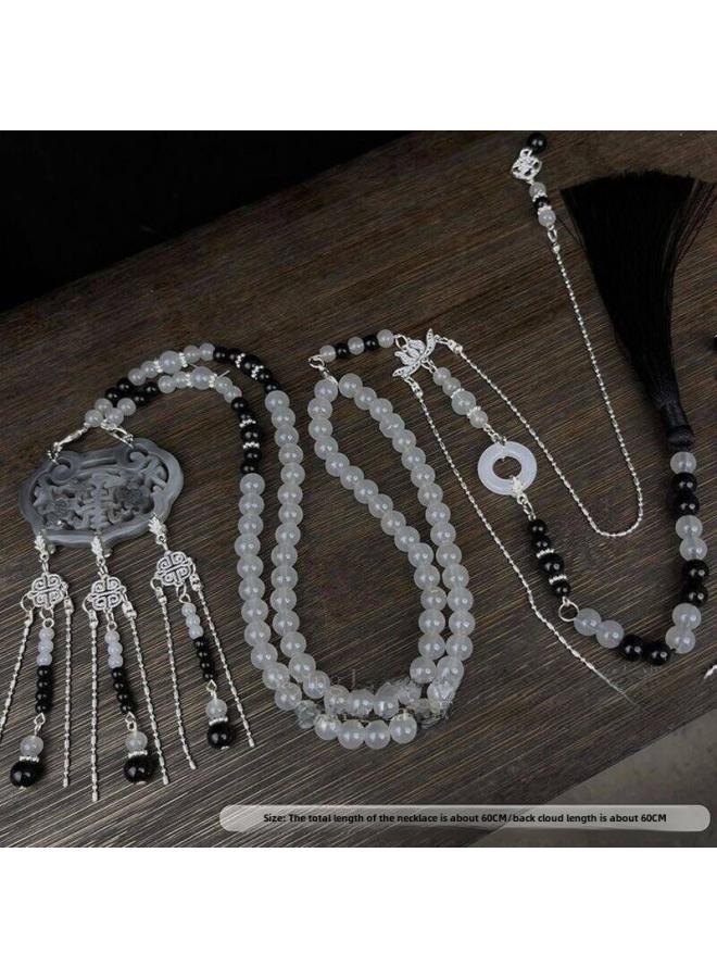 Ancient Style Hanfu Super Long Tassel Soft Lotus Daily Retro All-match Ming Necklace Collar Lotus Lotus Lotus Accessories 