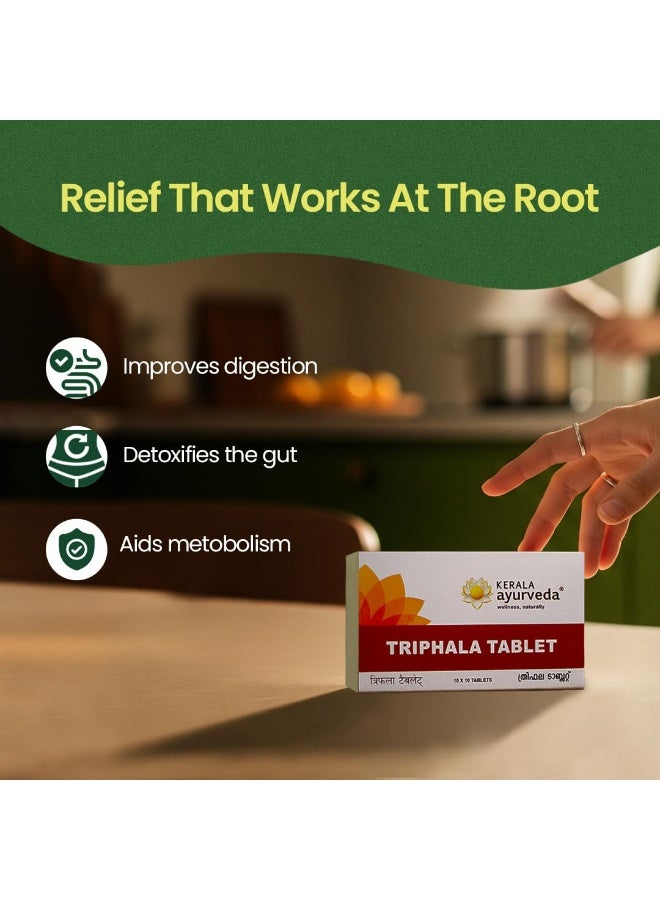 كيرلا ايورفيدا أقراص تريفالا تشورنا | صحة الأمعاء وتخفيف الإمساك بالطريقة الأيورفيدية | أملا، هاريتاكي، بيبيتاكي للهضم والانتفاخ | 100 قرص - Image 3