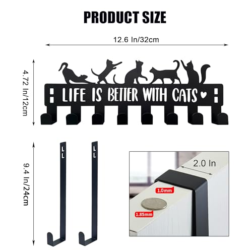 BiaGift Over The Door Hooks Hanger, Coat Rack, Black Cat Gifts for Lovers, 8 Decorative Towel Rack Organizer, Hanger Hook, Decor Bathroom Accessories, - Image 4