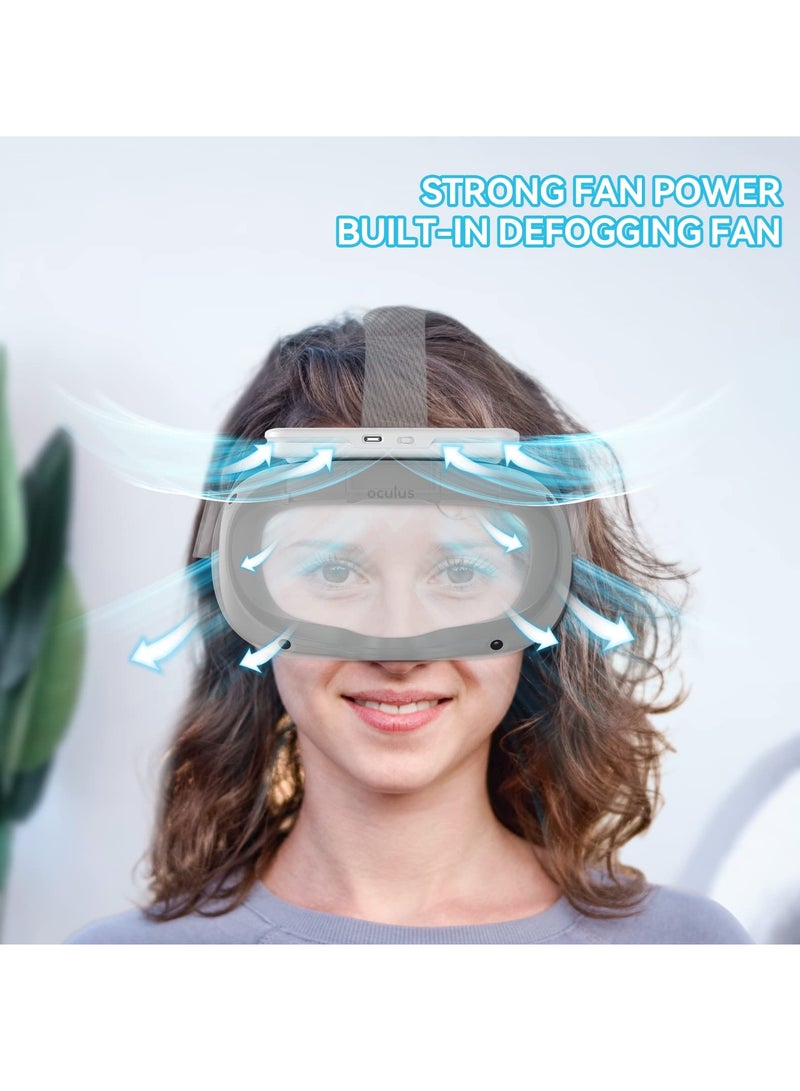 SYOSI Cooling Fan Face Cover for Meta/Oculus Quest 2 Accessories, Soft PU Face Cover, Quest 2 Cooling Fan Active Air Circulation Ventilation to Relieve Lens Fogging (2 Speeds) - Image 2