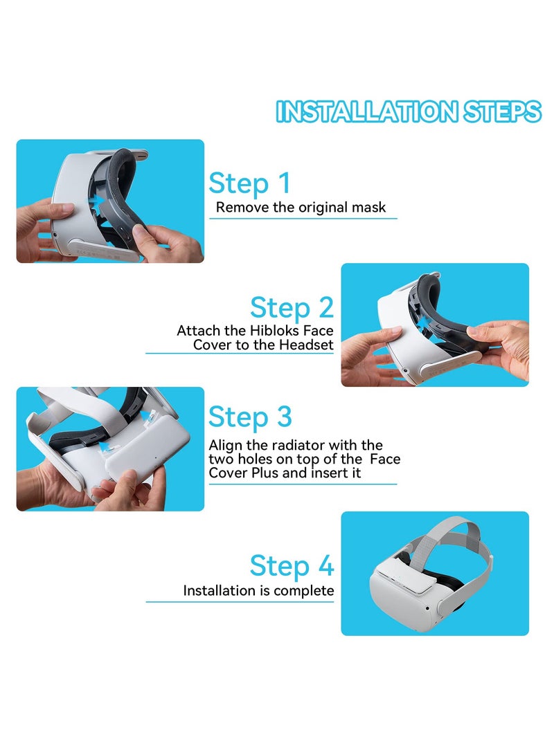 SYOSI Cooling Fan Face Cover for Meta/Oculus Quest 2 Accessories, Soft PU Face Cover, Quest 2 Cooling Fan Active Air Circulation Ventilation to Relieve Lens Fogging (2 Speeds) - Image 5