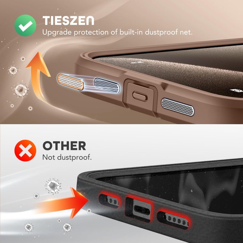 TIESZEN for iPhone 15 Pro Max Case, Compatible with MagSafe, Built-in Privacy Screen Protector and Camera Protection, Anti Spy Full Body Dustproof Shockproof Hard Phone Case 6.7", Brown - Image 5