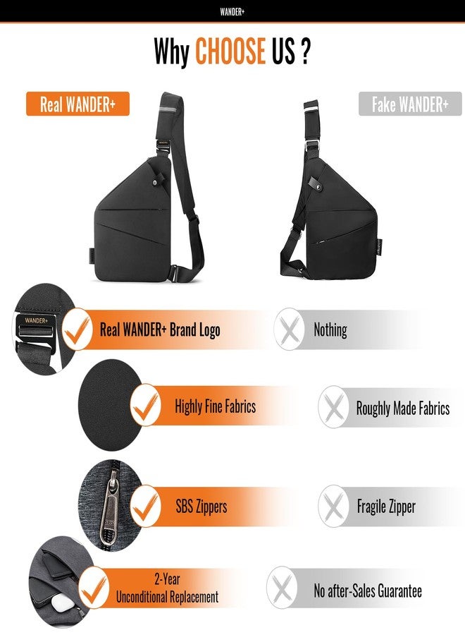 WANDER PLUS Anti Theft Crossbody Bag, Shoulder Bag Anti-theft Design for Travel, Sport, Work, Black - Image 3