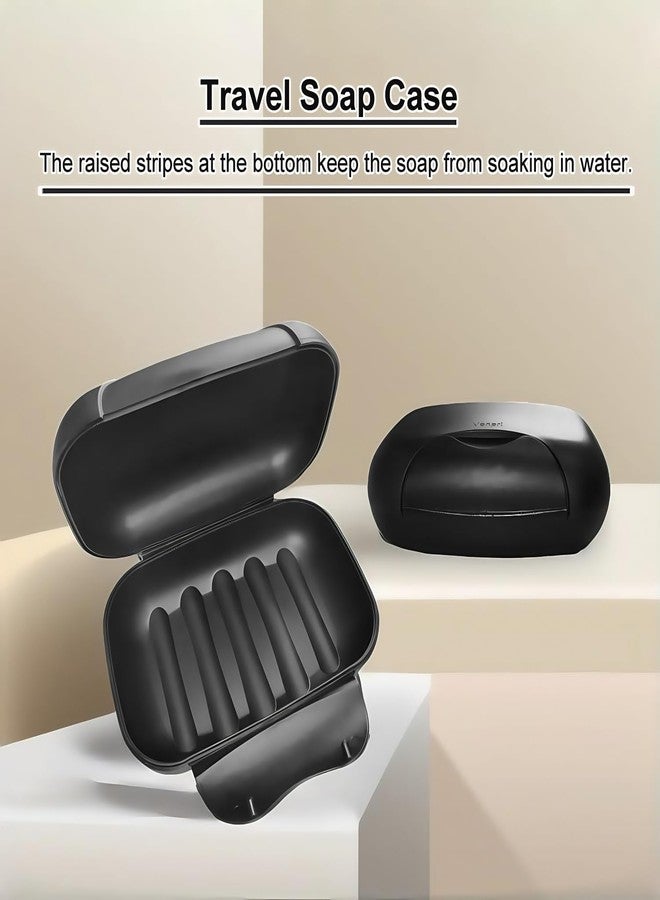 Vonpri Soap Holder Container, Portable Bar Soap Saver Scrubber Case for Bathroom and Kitchen (Black) - Image 3