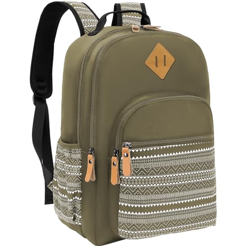 Leaper Geometric Backpack for School Laptop Backpack for Men Women Water-resistant Bookbags Travel Backpack Girls Army Green - Image 1
