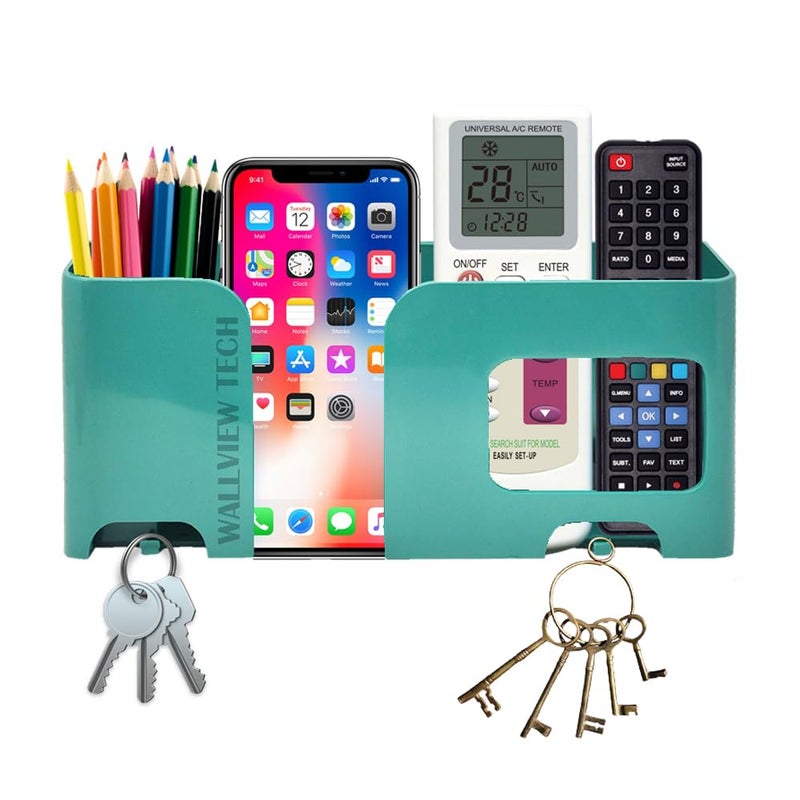 WALLVIEW TECH Mobile Holder | Plastic Storage Case for Ac/Tv Remotes | Multi-Purpose Wall Phone Stand for Charging | Remote Wall Organiser | Smart Stand Wall Gadget (Green) - Image 1