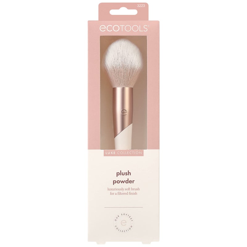 EcoTools Luxe Plush Powder Makeup Brush for Blush & Bronzer, Works Best With Powder Makeup, Luxurious and Glamorous, Eco-Friendly Premium Makeup Brush, Synthetic Bristles, Pink, 1 Count - Image 2