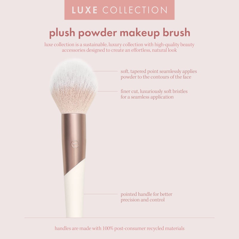 EcoTools Luxe Plush Powder Makeup Brush for Blush & Bronzer, Works Best With Powder Makeup, Luxurious and Glamorous, Eco-Friendly Premium Makeup Brush, Synthetic Bristles, Pink, 1 Count - Image 3