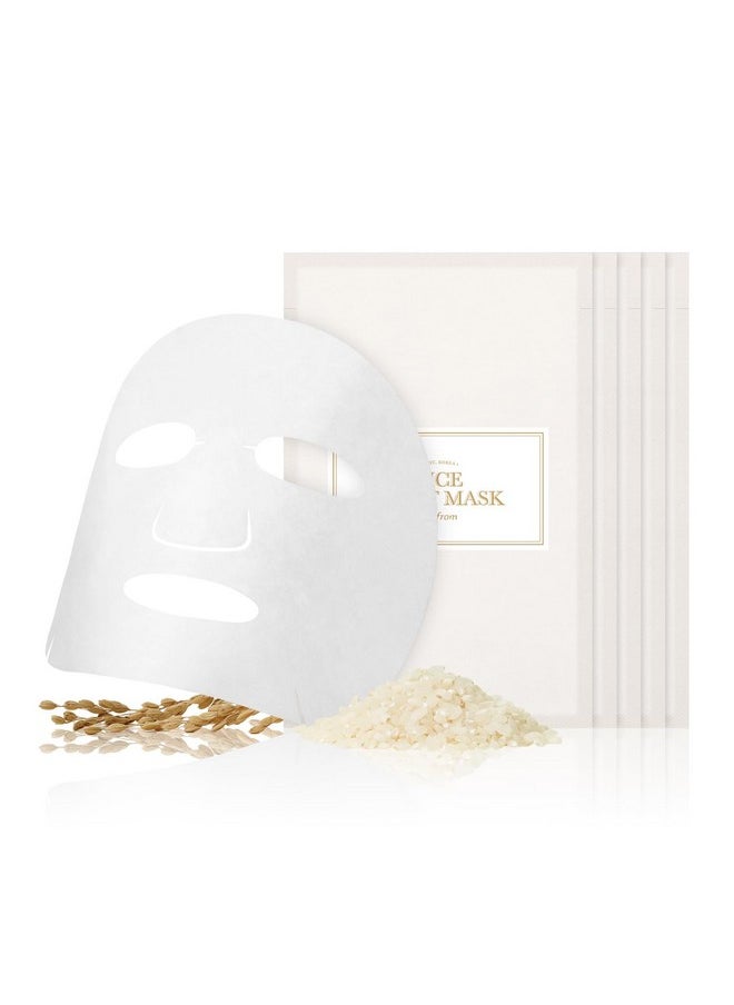 I'M FROM Rice Sheet Mask Pack Of 5 60% Korean Rice Face Mask Creamy Hydration For Dry Combination Skin Moist Milky Essence Biodegradable Vegan Hypoallergenic 20Ml  - Image 1
