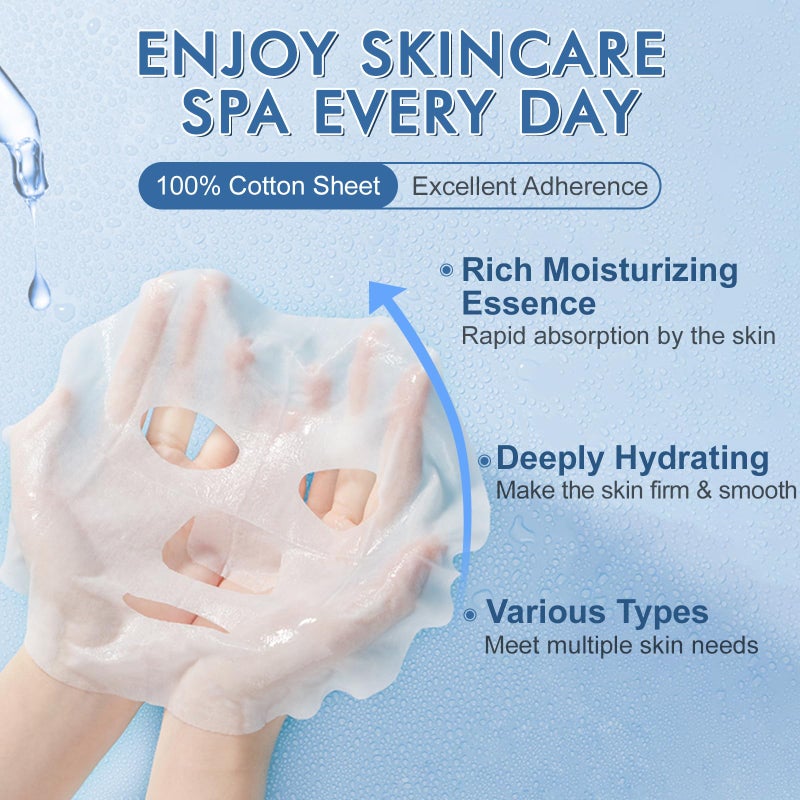 KONEUK 126 Pack Sheet Face Masks Skincare, Bulk Facial Mask Gifts Set for Women Skin Care, Hydrating Face Masks Suitable for All Skin Types, Face Mask Spa for Sensitive Skin - Image 3