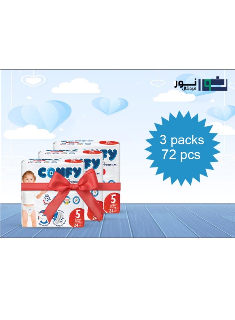Confy Premium Baby Diaper Pants Size 5 (3x24 pcs - 72 pcs) - Image 1