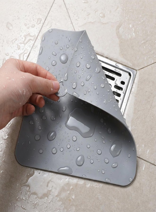 Zelphvt 2 Pcs Floor Drain Plug, Floor Drain Cover Silicone Tub Stopper for Kitchen, Bathroom and Laundry 7.8x7.8 Inch Grey - Image 1