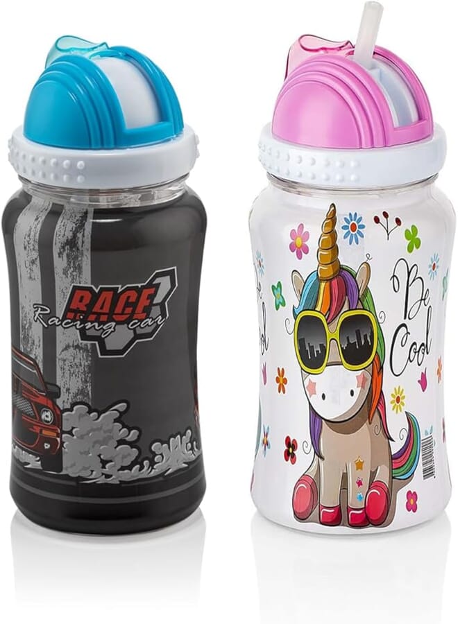 Qlux Zuzu Water Bottle with Straw, 400 ml Capacity