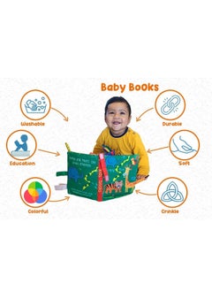 Y&D Baby Books, Jungle Book for Babies and Toddlers, Washable Books Animal Theme, Cloth Touch Feel Crinkle Learning, Sensory  - Image 3