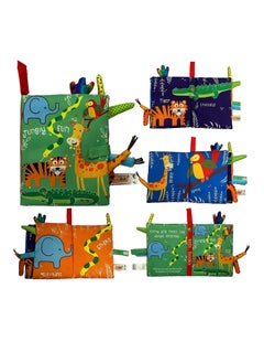 Y&D Baby Books, Jungle Book for Babies and Toddlers, Washable Books Animal Theme, Cloth Touch Feel Crinkle Learning, Sensory  - Image 1