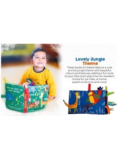 Y&D Baby Books, Jungle Book for Babies and Toddlers, Washable Books Animal Theme, Cloth Touch Feel Crinkle Learning, Sensory  - Image 2